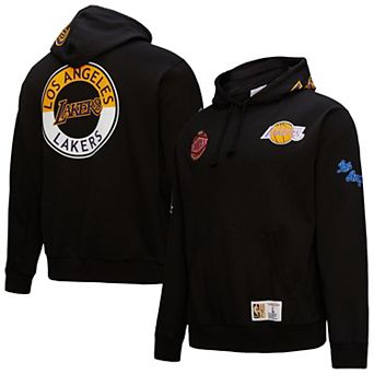 Men's Mitchell & Ness Black Los Angeles Lakers Hardwood Classics Blackout Collection Pullover Hoodie
