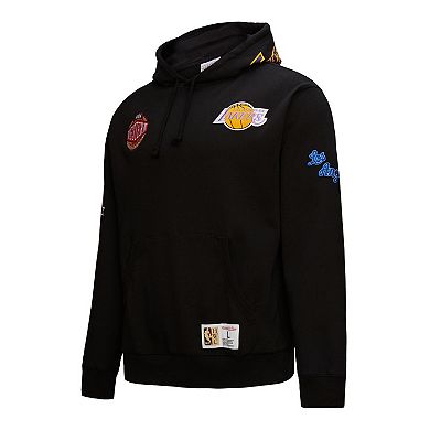 Men's Mitchell & Ness Black Los Angeles Lakers Hardwood Classics Blackout Collection Pullover Hoodie