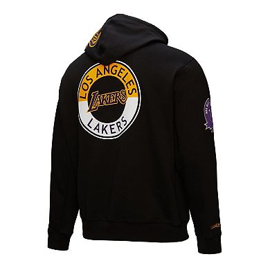 Men's Mitchell & Ness Black Los Angeles Lakers Hardwood Classics Blackout Collection Pullover Hoodie