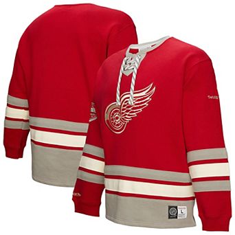 Men's Red Detroit Red Wings Heritage Lace-Up Pullover Sweatshirt