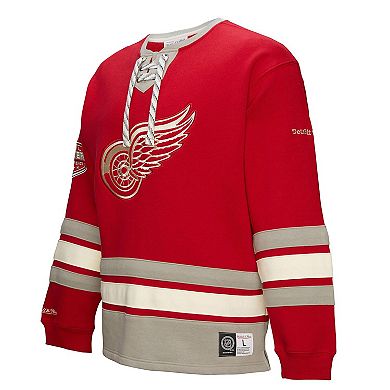 Men's Red Detroit Red Wings Heritage Lace-Up Pullover Sweatshirt