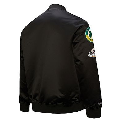 Men's Black Boston Celtics Hardwood Classics Blackout Collection Satin Full-Zip Jacket