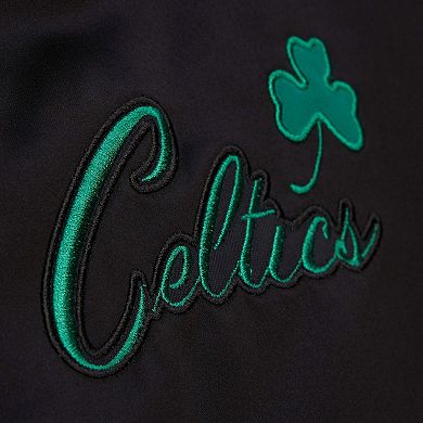 Men's Black Boston Celtics Hardwood Classics Blackout Collection Satin Full-Zip Jacket