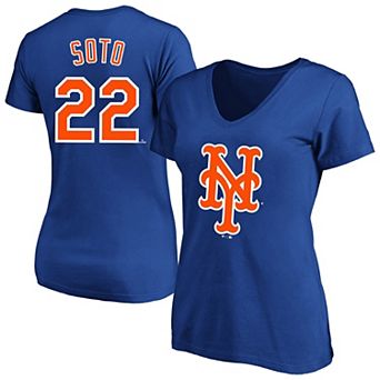 Women's Profile Juan Soto Royal New York Mets Plus Size Name & Number V-Neck T-Shirt