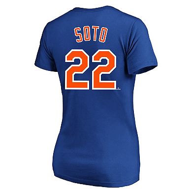 Women's Profile Juan Soto Royal New York Mets Plus Size Name & Number V-Neck T-Shirt