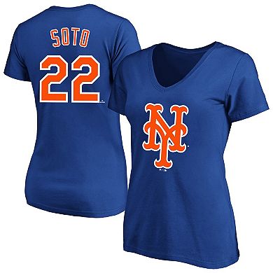 Women's Profile Juan Soto Royal New York Mets Plus Size Name & Number V-Neck T-Shirt