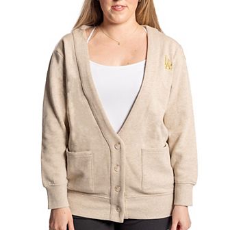 Women's��Lusso Natural Los Angeles Dodgers Malibu Full-Button Cardigan
