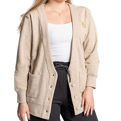 Women's Lusso Natural Los Angeles Dodgers Malibu Full-Button Cardigan