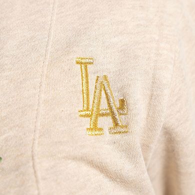 Women's Lusso Natural Los Angeles Dodgers Malibu Full-Button Cardigan