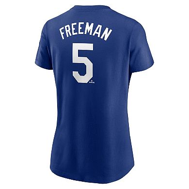 Women's Nike Freddie Freeman Royal Los Angeles Dodgers Fuse Name & Number T-Shirt