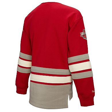 Women's Mitchell & Ness Red Detroit Red Wings Heritage Lace-Up Pullover Sweatshirt