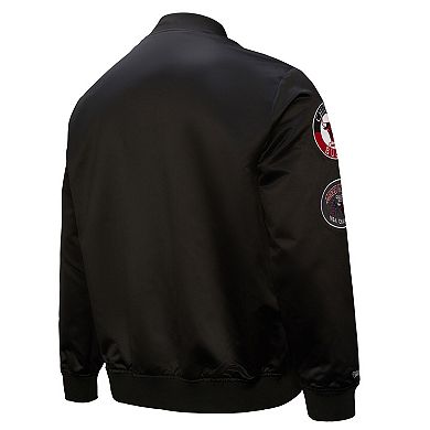 Men's Black Chicago Bulls Hardwood Classics Blackout Collection Satin Full-Zip Jacket