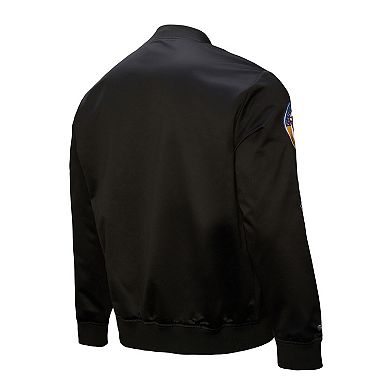 Men's Mitchell & Ness Black Golden State Warriors Blackout Collection Vintage Full-Snap Satin Jacket
