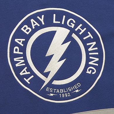 Women's Mitchell & Ness Blue Tampa Bay Lightning Heritage Lace-Up Pullover Sweatshirt
