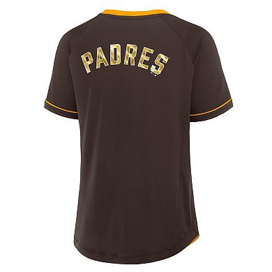 Women's Fanatics Brown San Diego Padres League Diva Star Raglan V-Neck T-Shirt