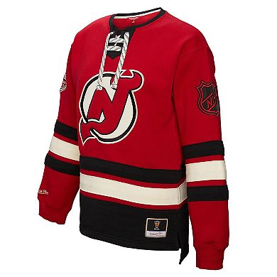Women's Mitchell & Ness Red New Jersey Devils Heritage Lace-Up Pullover Sweatshirt