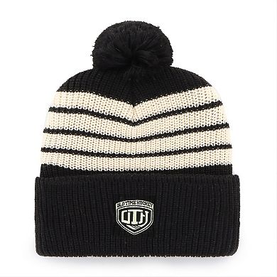 Men's '47 Black Chicago Blackhawks Old Time Hockey Barn Cuffed Knit Hat with Pom
