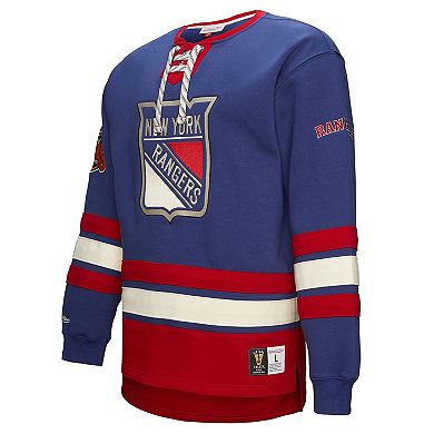 Men's Royal New York Rangers Heritage Lace-Up Pullover Sweatshirt