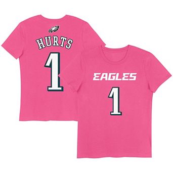 Girls Youth Jalen Hurts Pink Philadelphia Eagles Player Name & Number T-Shirt