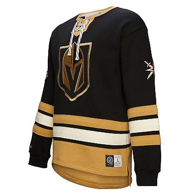 Men's Black Vegas Golden Knights Heritage Lace-Up Pullover Sweatshirt