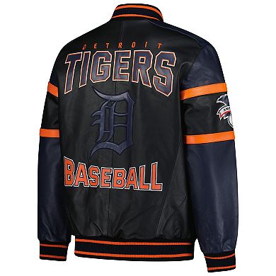 Men's G-III Sports by Carl Banks Black Detroit Tigers Full-Zip Leather Varsity Jacket