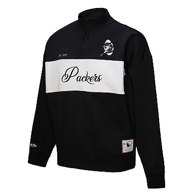 Women's Mitchell & Ness Black Green Bay Packers Quarter-Zip Jacket