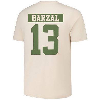 Men's Levelwear Mathew Barzal Khaki New York Islanders 2024 NHL Military Appreciation Richmond Delta Player Name & Number T-Shirt