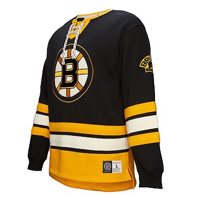 Men's Black Boston Bruins Heritage Lace-Up Pullover Sweatshirt