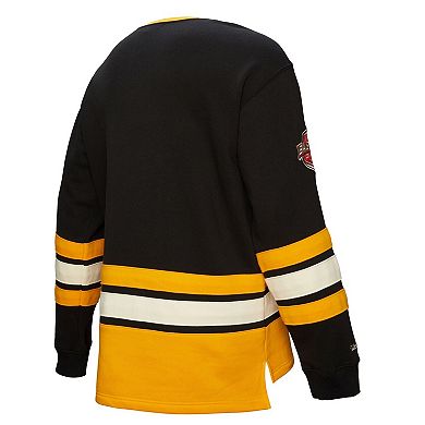Men's Black Boston Bruins Heritage Lace-Up Pullover Sweatshirt