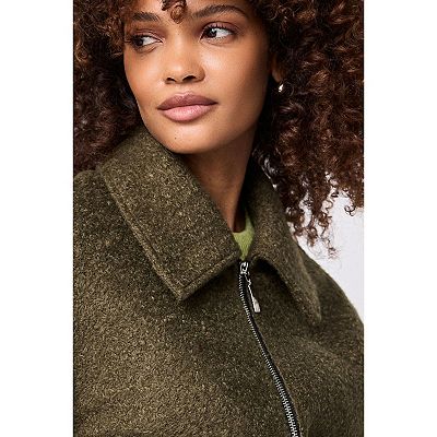 Women's NEXT Olive Green Zip-Through Short Textured Jacket