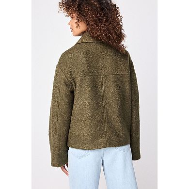 Women's NEXT Olive Green Zip-Through Short Textured Jacket