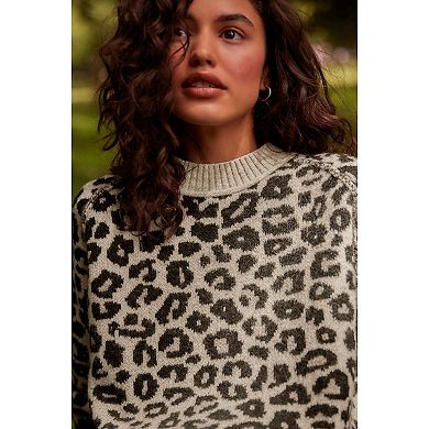 Women's NEXT Leopard Print Seam Detail Crew Neck Jumper with Wool