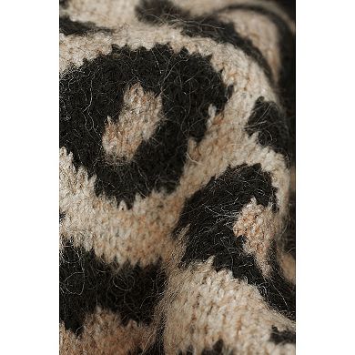 Women's NEXT Leopard Print Seam Detail Crew Neck Jumper with Wool