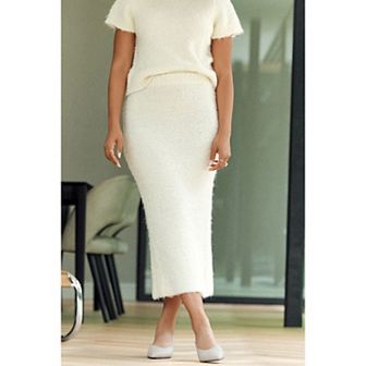 Women's NEXT White Ecru Co-ord Boucle Knitted Textured Column Midi Skirt