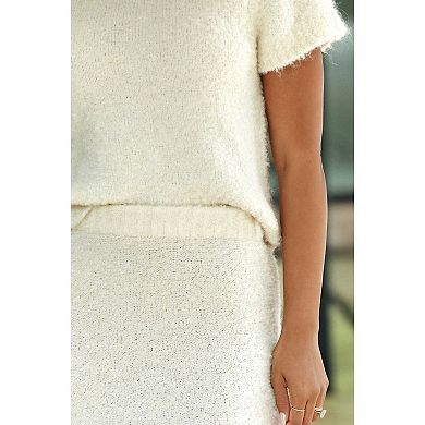 Women's NEXT White Ecru Co-ord Boucle Knitted Textured Column Midi Skirt