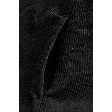 Women's NEXT Black Corduroy Pinafore Short Sleeve Mini Dress