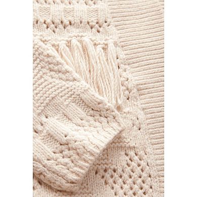 Women's NEXT White Ecru Soft Touch Fringe Knitted Cardigan