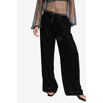 Women's NEXT Black Velvet Wide Leg Trousers