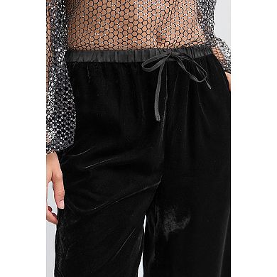 Women's NEXT Black Velvet Wide Leg Trousers