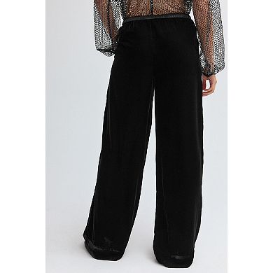 Women's NEXT Black Velvet Wide Leg Trousers