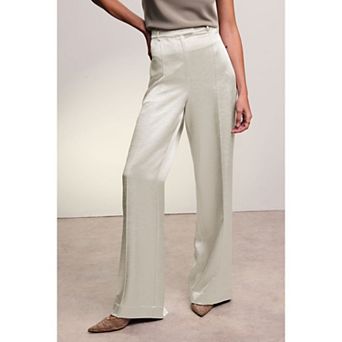 Women's NEXT Silver Satin Textured Metallic Wide Leg Trousers