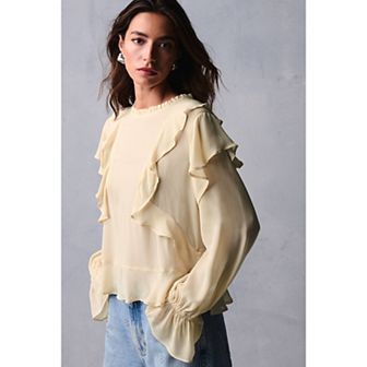 Women's NEXT Ecru Long Sleeve Blouse with Ruffles