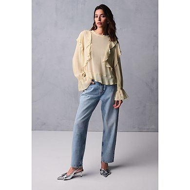 Women's NEXT Ecru Long Sleeve Blouse with Ruffles