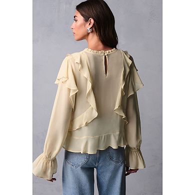 Women's NEXT Ecru Long Sleeve Blouse with Ruffles