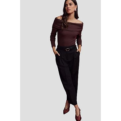 Women's NEXT Ribbed Long Sleeve Bardot Top