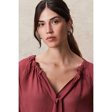 Women's NEXT Gathered Tie Neck Volume Sleeve Blouse