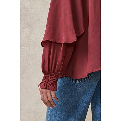 Women's NEXT Gathered Tie Neck Volume Sleeve Blouse
