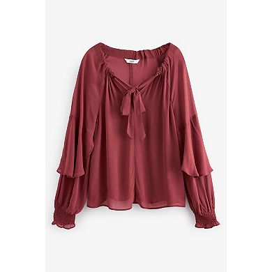 Women's NEXT Gathered Tie Neck Volume Sleeve Blouse