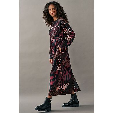 Women's NEXT Berry Red Long Sleeve Batwing Midi Dress