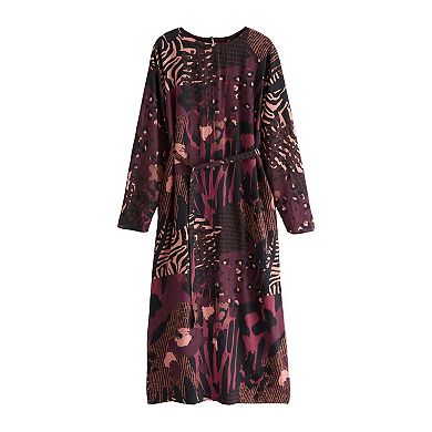 Women's NEXT Berry Red Long Sleeve Batwing Midi Dress